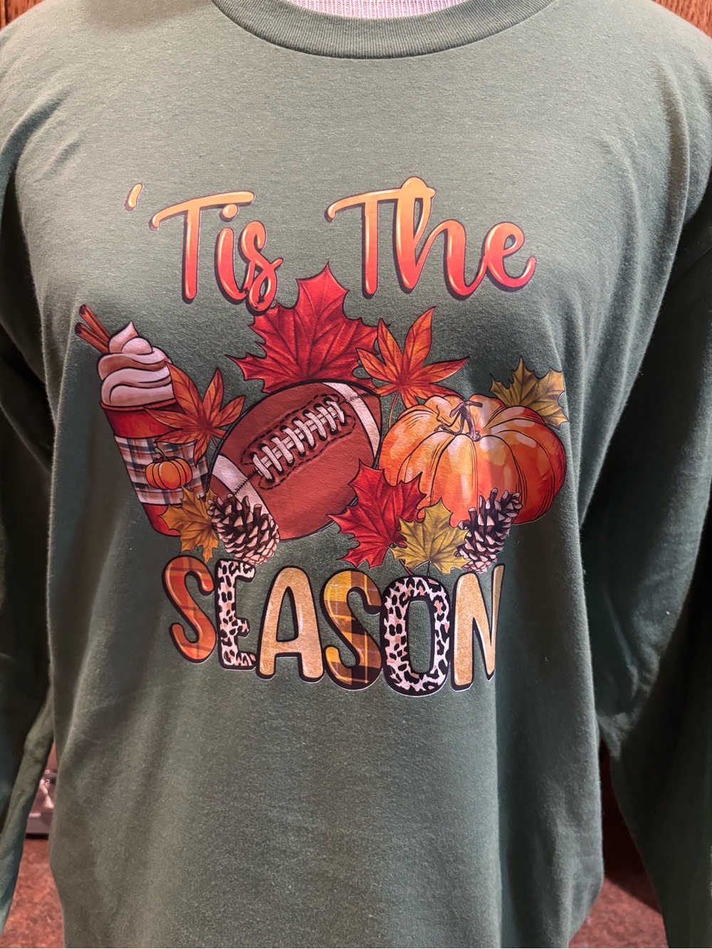 American Apparel Olive Green 'Tis The Season Graphic Long-Sleeve Tee